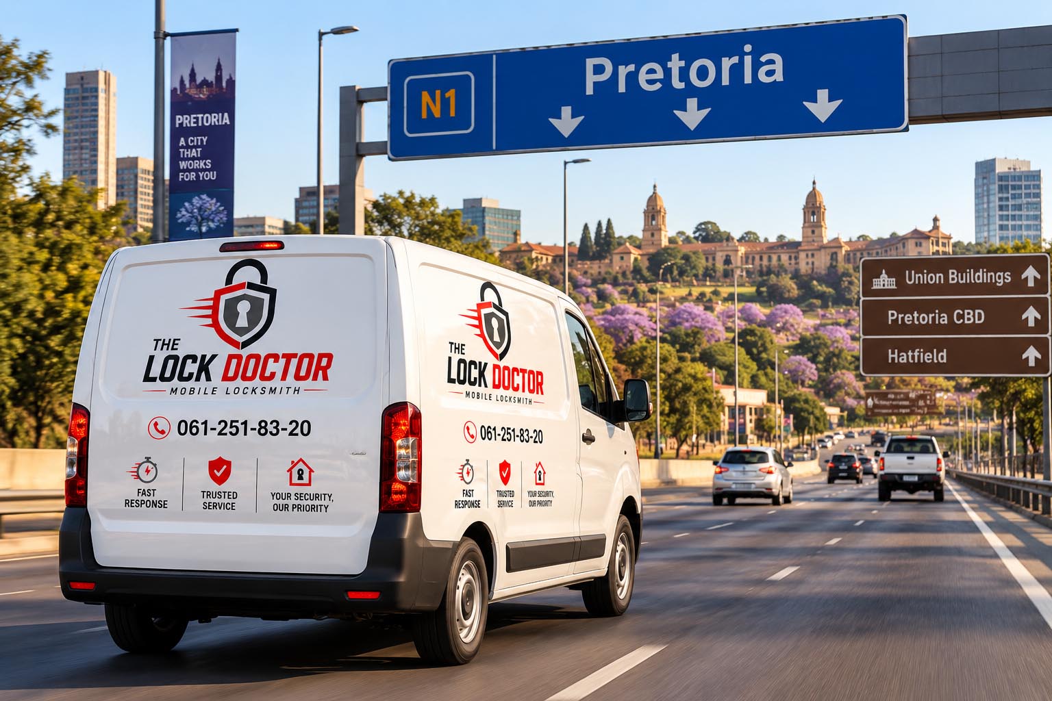 Pretoria residential street where The Lock Doctor provides 24 hour locksmith callouts